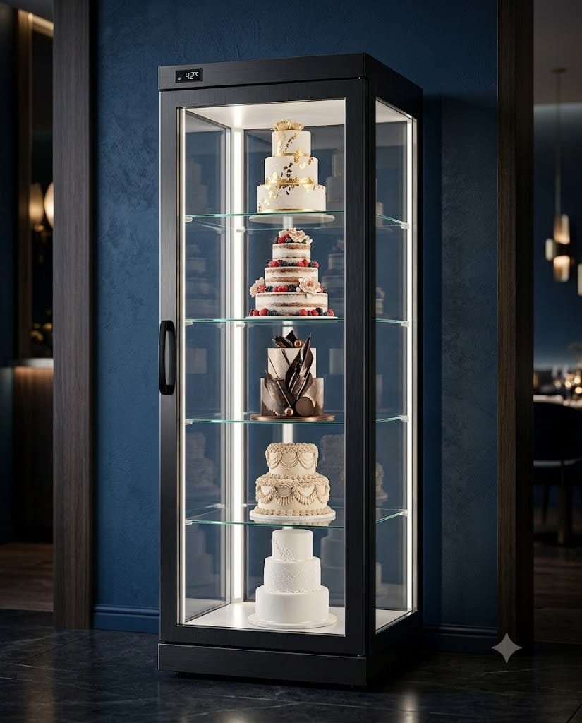 四面玻璃立式展示柜 — PEZO 风幕柜及四面玻璃展示柜 cake display cabinet